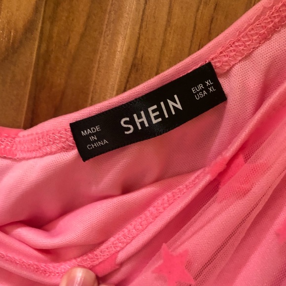 SHEIN One-Shoulder Pink Star Dress - Picture 4 of 9